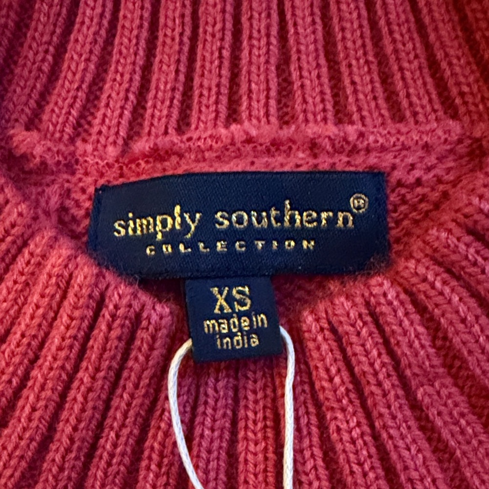 Simply Southern Salmon Emma Cable Knit Sweater/NWT/XS - Picture 7 of 12